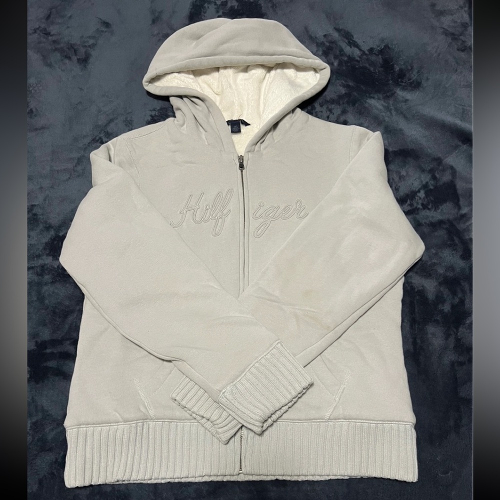 Tommy Hilfiger Light Gray and White Hoodie